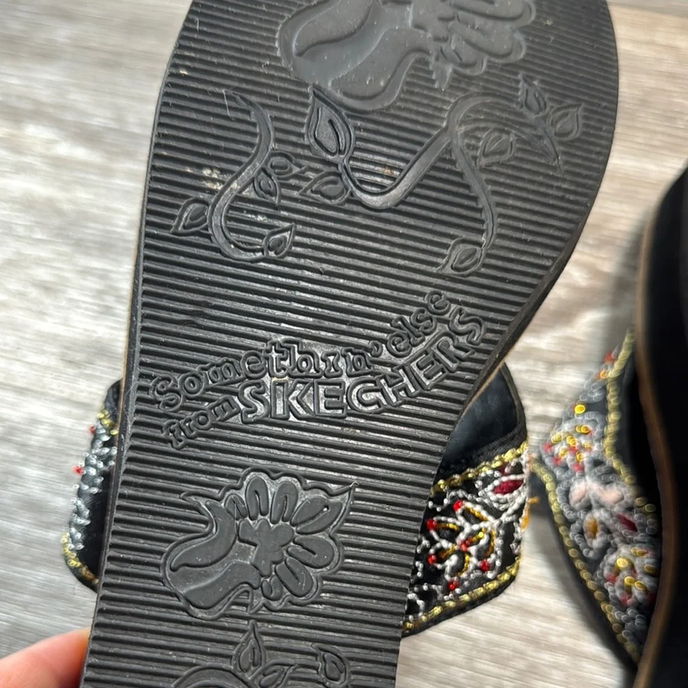 Vintage somethin else from Skechers black leather Sandals (b144)